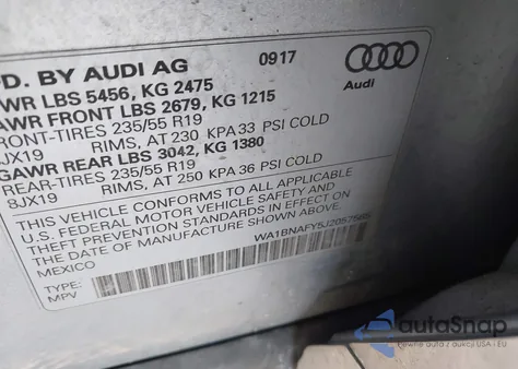 2018 Audi Q5 2.0T Premium/2.0T Tech Premium from USA, damaged, VIN WA1BNAFY5J2057565